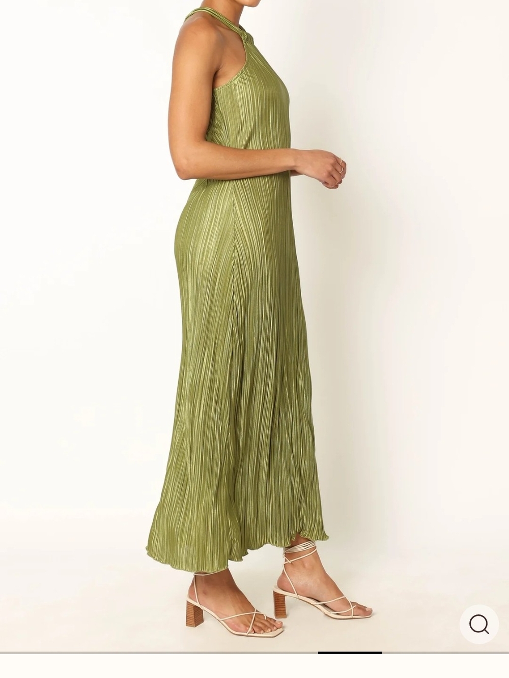 Petal & Pup Olive Halter Pleated Midi Dress - Picture 4 of 9